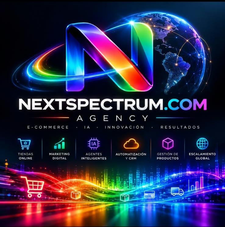 NEXTSPECTRUM.COM Agency: e-commerce, IA, innovación y resultados. Tiendas online, marketing digital, agentes inteligentes, automatización y CRM, gestión de productos y escalamiento global.